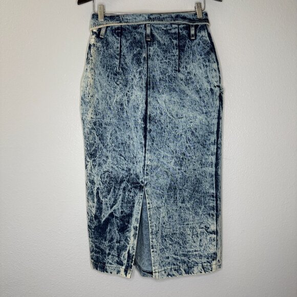 Vintage 80s Landing Gear High Rise Acid Wash Pencil Skirt| Size S/M - Picture 5 of 12
